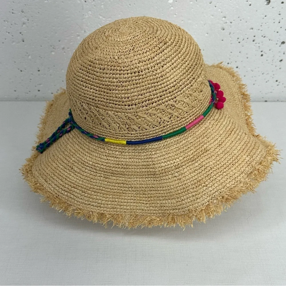 Caslon Rainbow Pom Tassel Straw Sun Hat